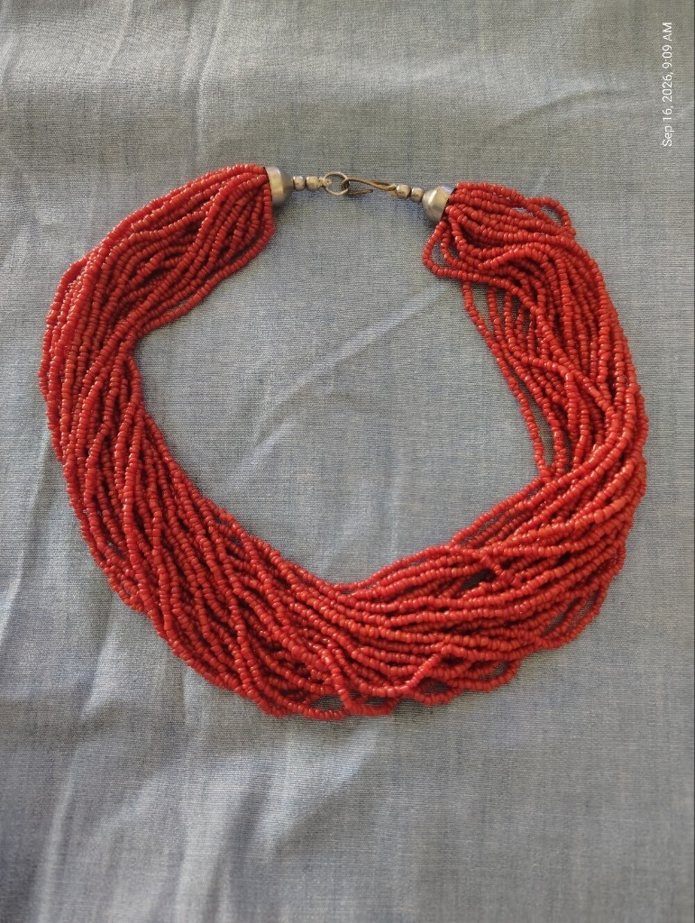 Red Multi-Strand Glass Bead Necklace - Women Jewelry